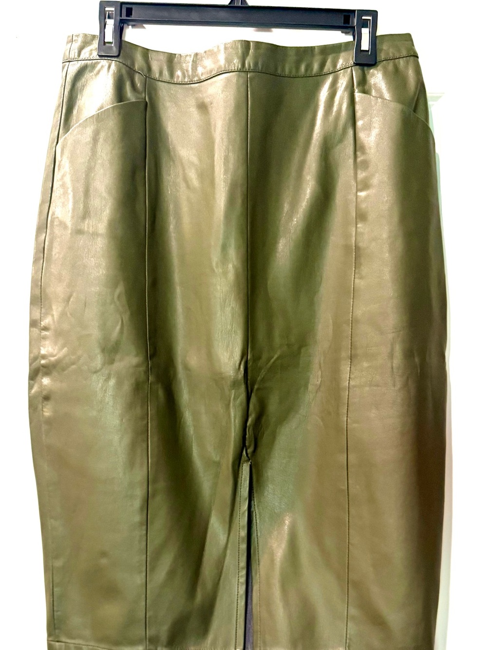 Who What Wear Olive Green Leather Pencil Skirt